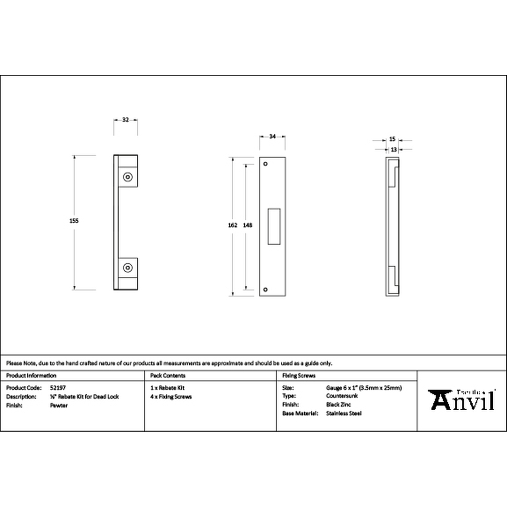 52197 • 13mm • Pewter • From The Anvil Rebate Kit For Dead Lock