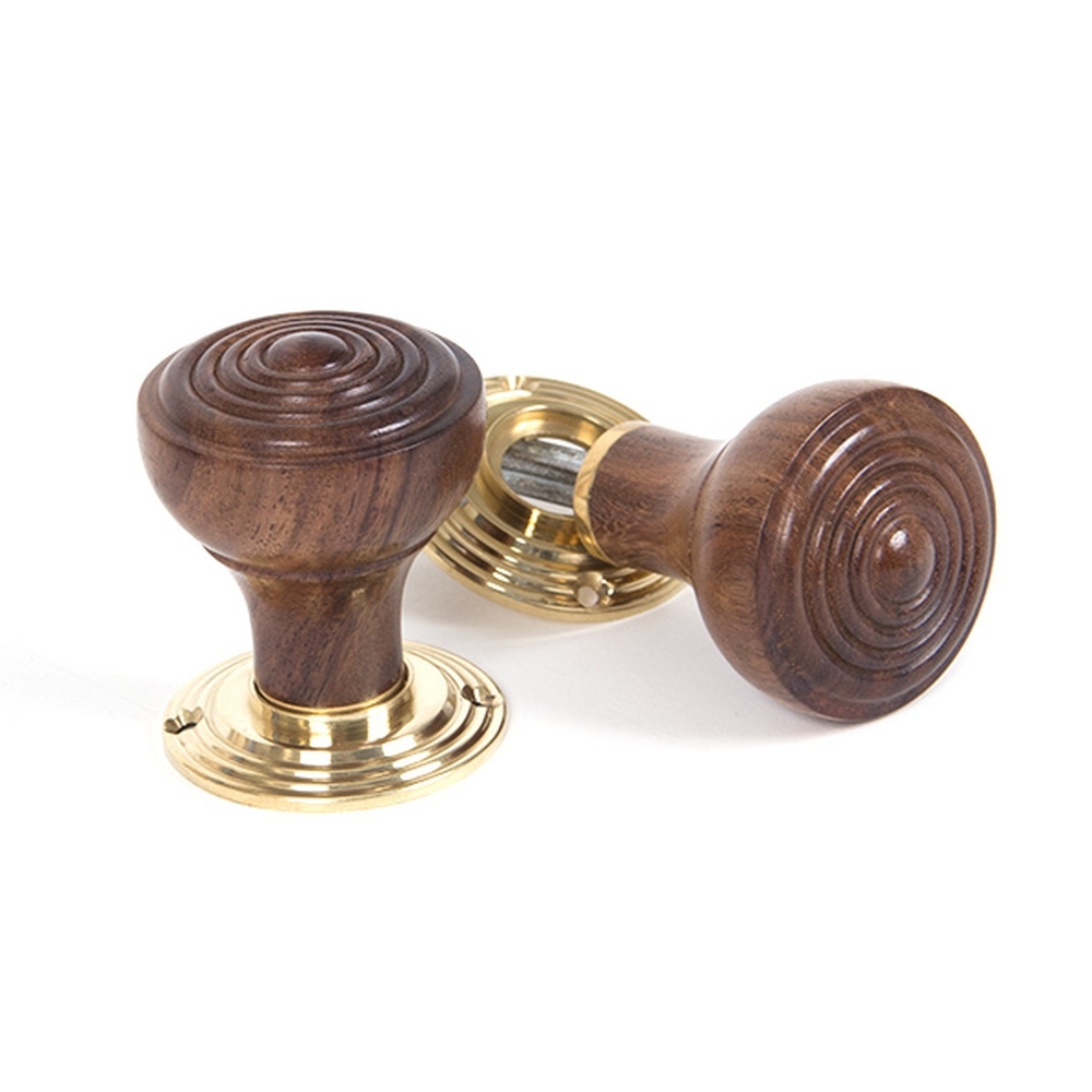 83562 • 54mm • Rosewood & Polished Brass • From The Anvil Ringed Mortice / Rim Knob Set