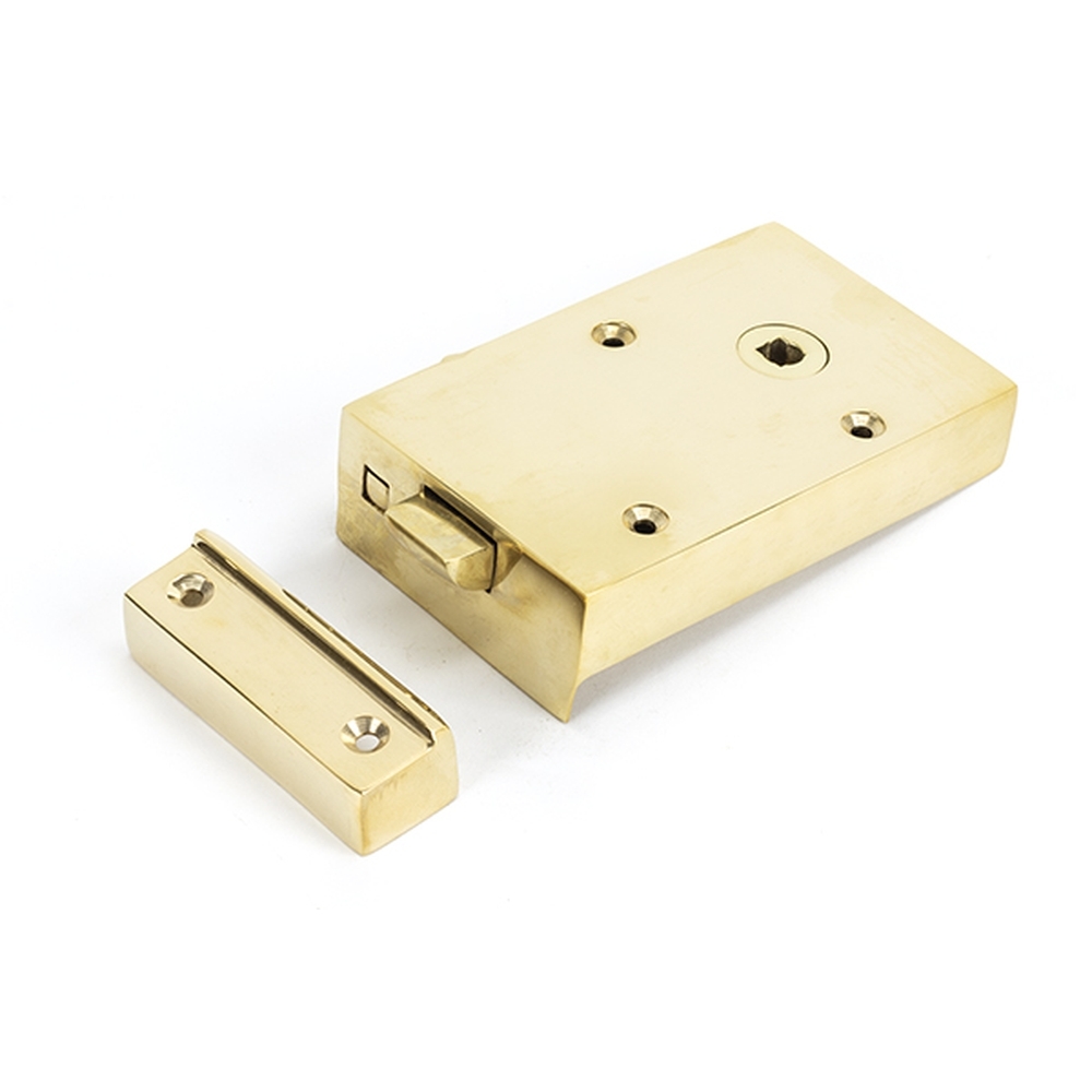 83571  128 x 79 x 22mm  Polished Brass  From The Anvil Right Hand Bathroom Latch