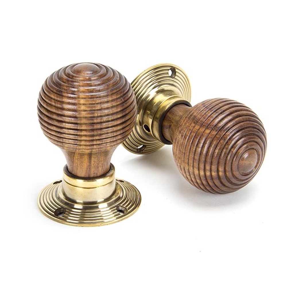 83573 • 54mm • Rosewood & Aged Brass • From The Anvil Beehive Mortice / Rim Knob Set