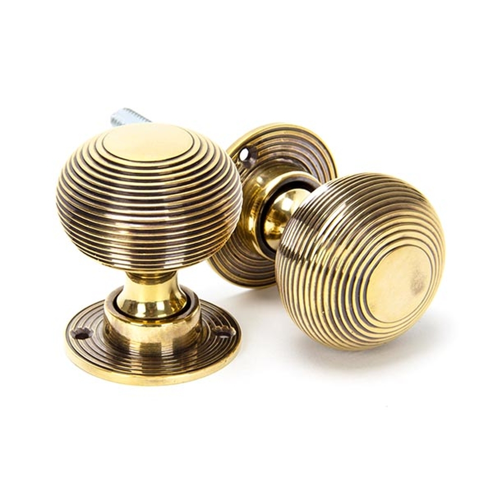 83633 • 50mm • Aged Brass • From The Anvil Beehive Mortice / Rim Knob Set