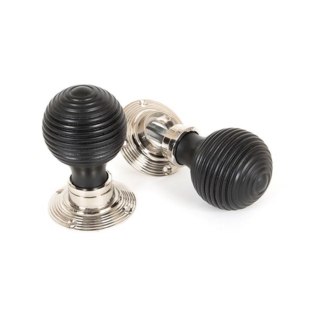 83634 • 54mm • Ebony & Polished Nickel • From The Anvil Beehive Mortice / Rim Knob Set