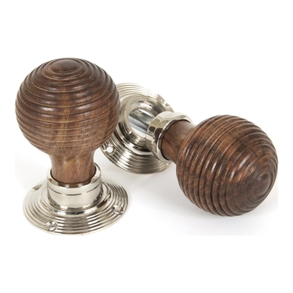 83635  54mm  Rosewood & Polished Nickel  From The Anvil Beehive Mortice/Rim Knob Set