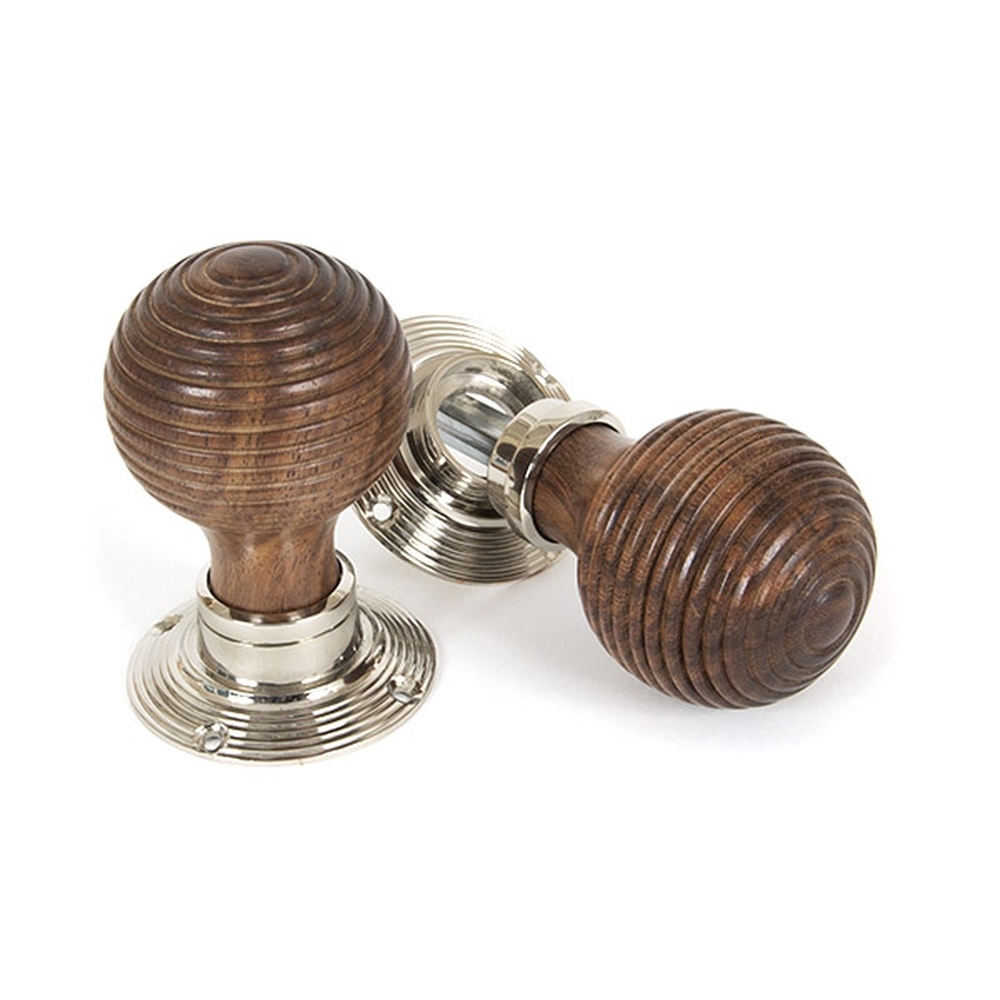 83635 • 54mm • Rosewood & Polished Nickel • From The Anvil Beehive Mortice / Rim Knob Set