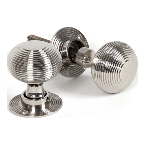 83636H • 50mm • Polished Nickel • From The Anvil Heavy Beehive Mortice/Rim Knob Set