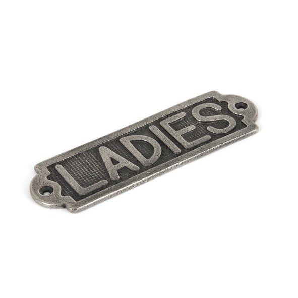 83685  159 x 48 x 4mm  Antique Pewter  From The Anvil Ladies Sign