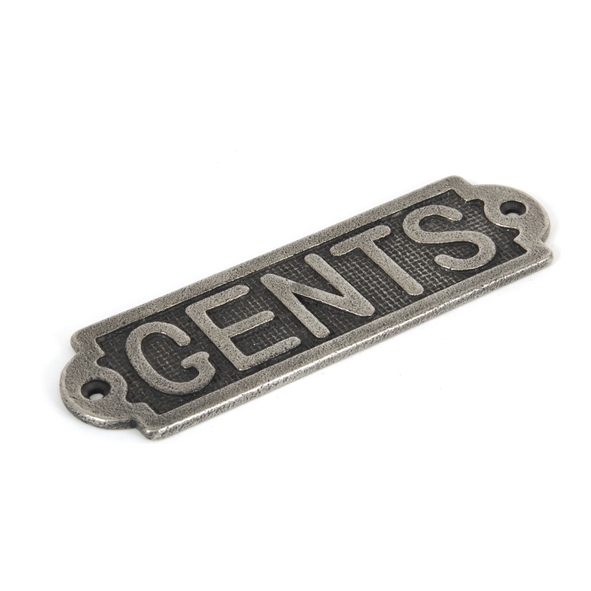83686  159 x 48 x 4mm  Antique Pewter  From The Anvil Gents Sign
