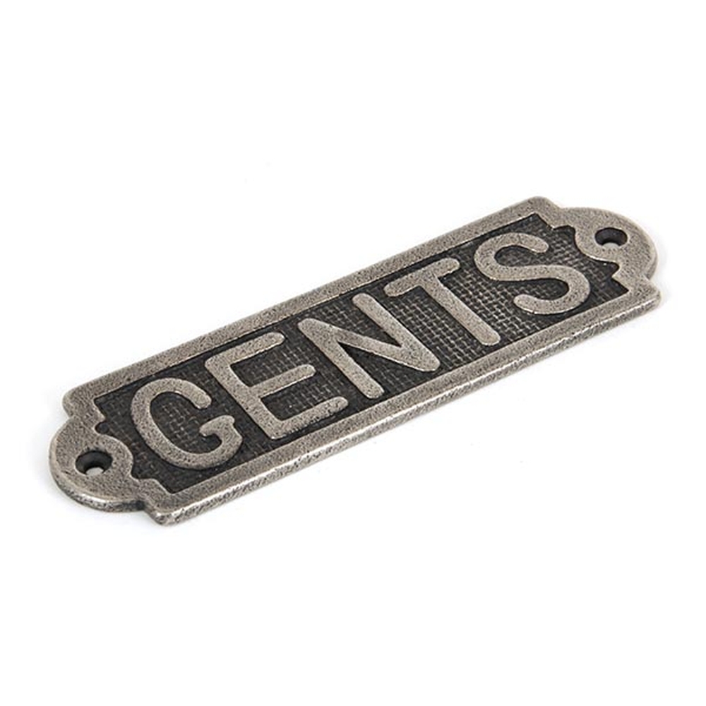 83686  159 x 48 x 4mm  Antique Pewter  From The Anvil Gents Sign