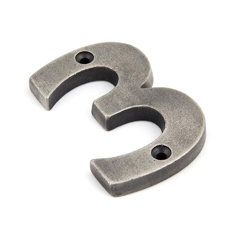 83733  78mm  Antique Pewter  From The Anvil Numeral 3