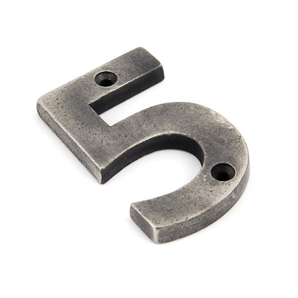 83735  78mm  Antique Pewter  From The Anvil Numeral 5