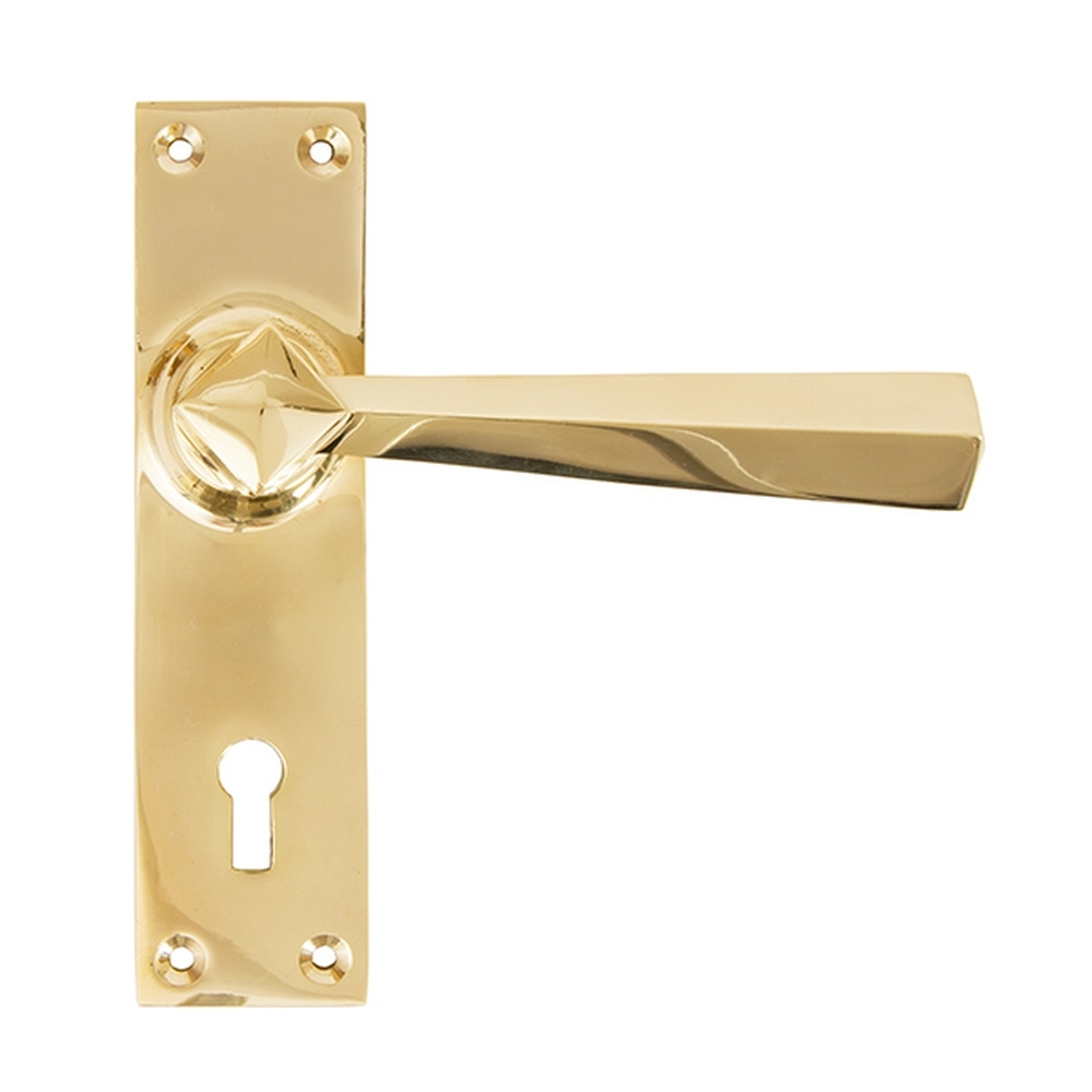 83829  148 x 39 x 8mm  Polished Brass  From The Anvil Straight Lever Lock Set