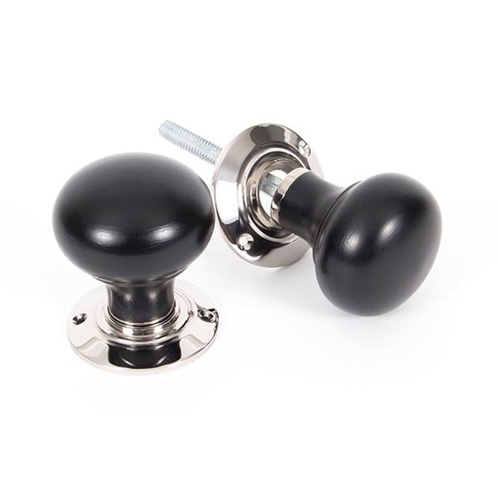 83838 • 57mm • Ebony & Polished Nickel • From The Anvil Bun Mortice / Rim Knob Set