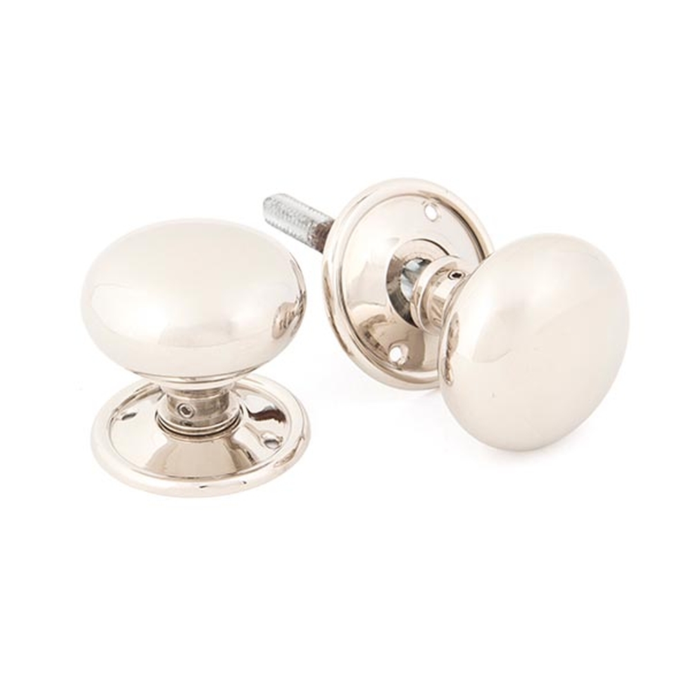 83839 • 49mm • Polished Nickel • From The Anvil Mushroom Mortice / Rim Knob Set