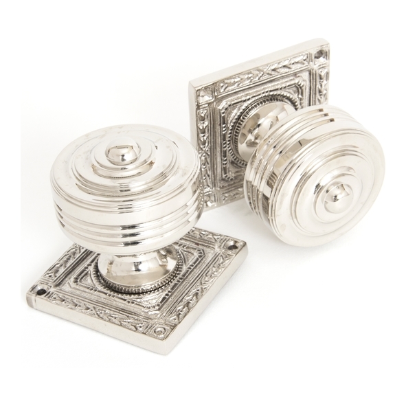 83859  54mm  Polished Nickel  From The Anvil Tewkesbury Square Mortice Knob Set