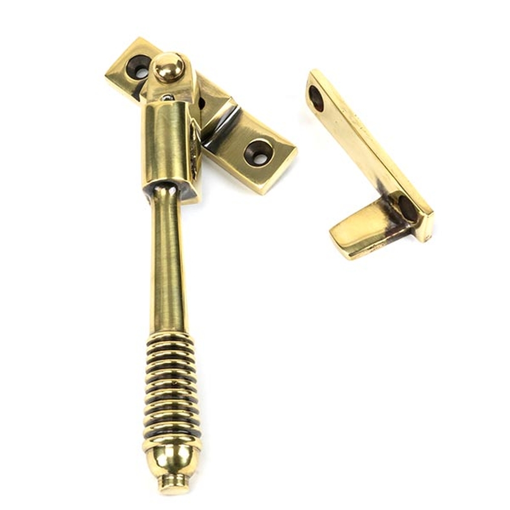 83911  149mm  Aged Brass  From The Anvil Night-Vent Locking Reeded Fastener