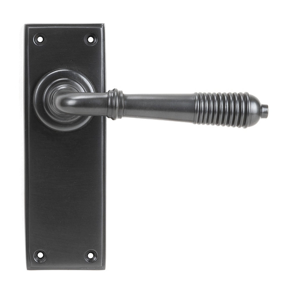 83954  152 x 50 x 8mm  Aged Bronze  From The Anvil Reeded Lever Latch Set