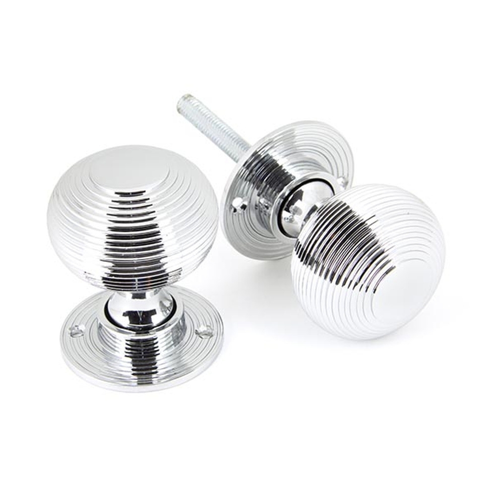 90273 • 50mm • Polished Chrome • From The Anvil Heavy Beehive Mortice / Rim Knob Set