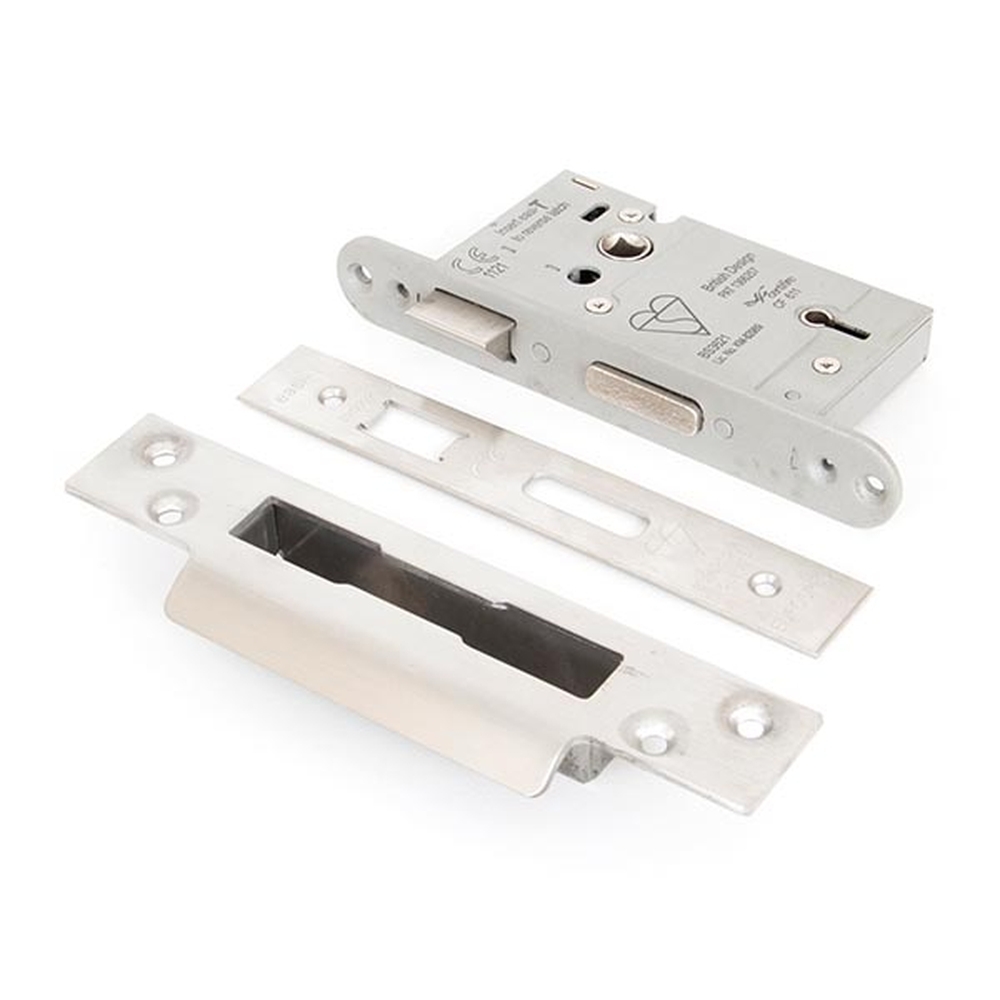 91123 • 64mm [44mm] • Satin Stainless • From The Anvil 5 Lever Heavy Duty BS Sash Lock Keyed Alike