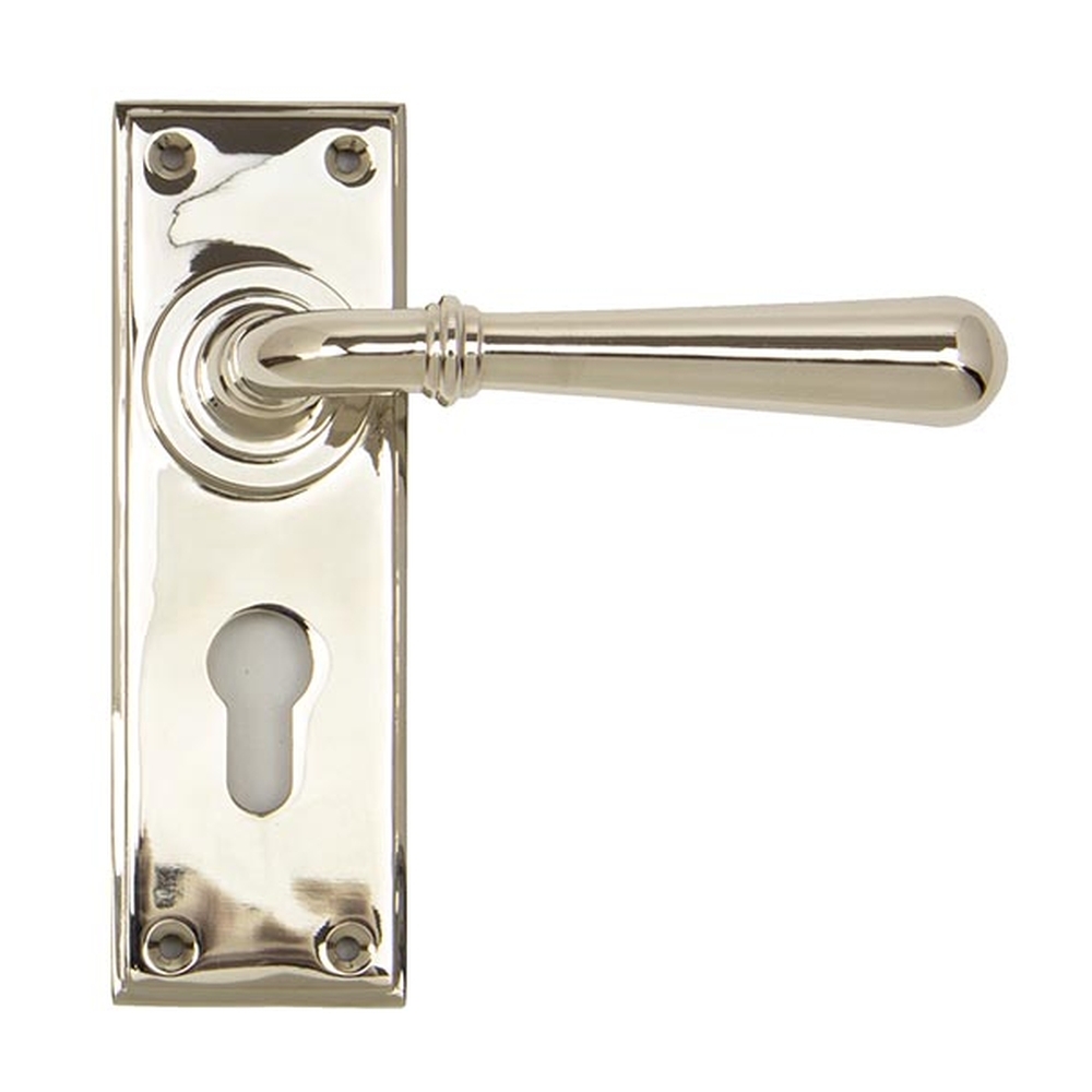 91431  152 x 50 x 8mm  Polished Nickel  From The Anvil Newbury Lever Euro Set