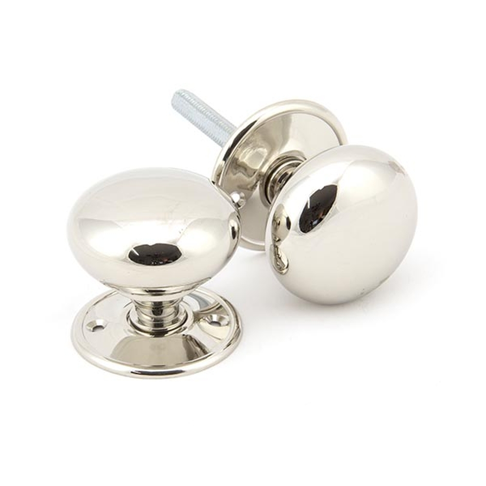 91530 • 57mm • Polished Nickel • From The Anvil 57mm Mushroom Mortice / Rim Knob Set