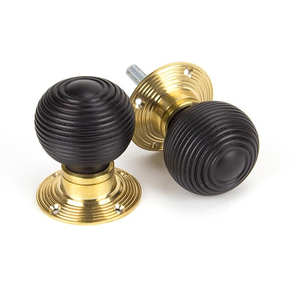 91762 • 54mm • Ebony & Polished Brass • From The Anvil Cottage Mortice / Rim Knob Set