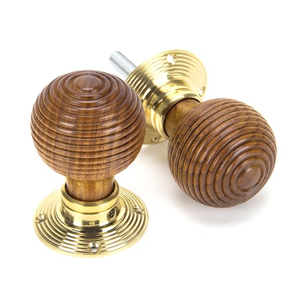 91787 • 54mm • Rosewood & Polished Brass • From The Anvil Beehive Mortice / Rim Knob Set