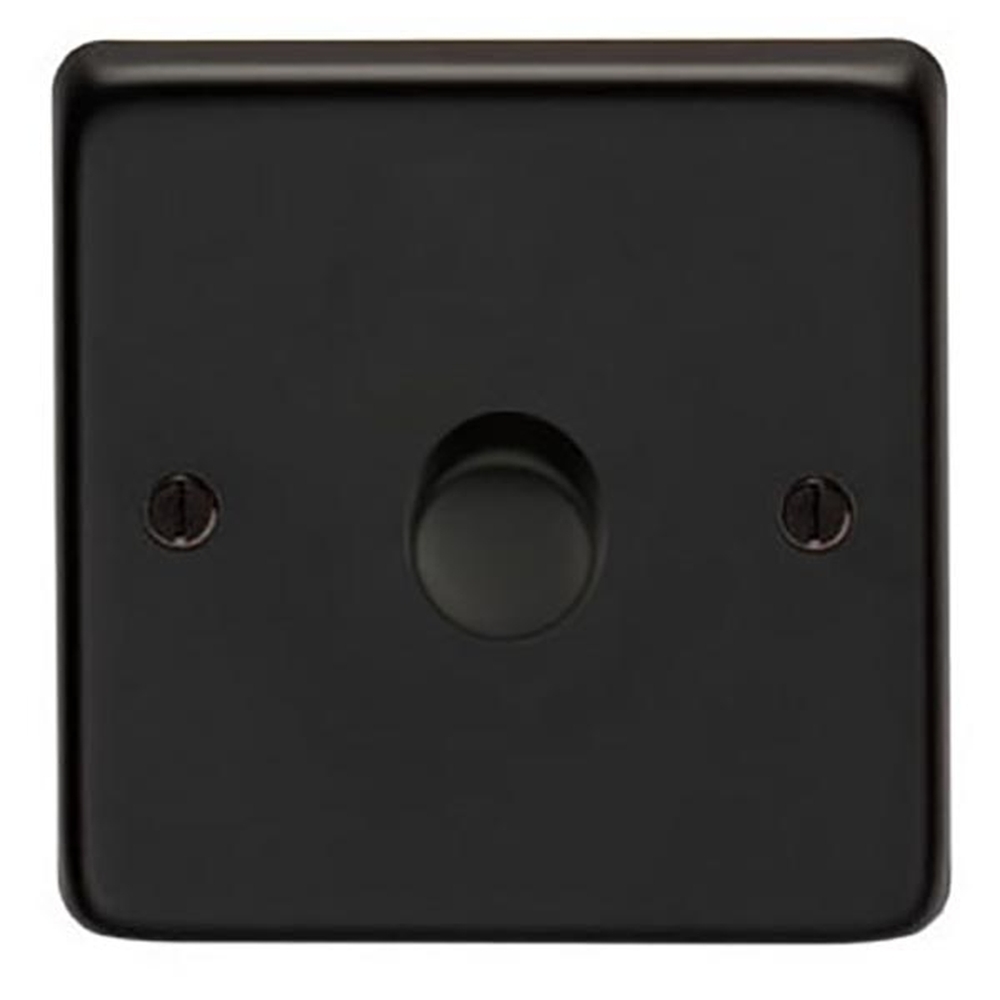 91798  86 x 86 x 7mm  Matt Black  From The Anvil Single LED Dimmer Switch