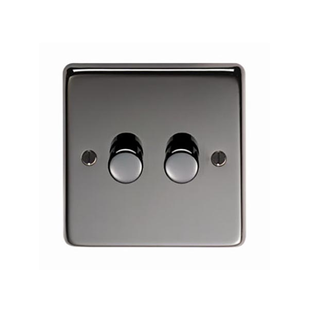 91799  86 x 86 x 7mm  Black Nickel  From The Anvil Double LED Dimmer Switch