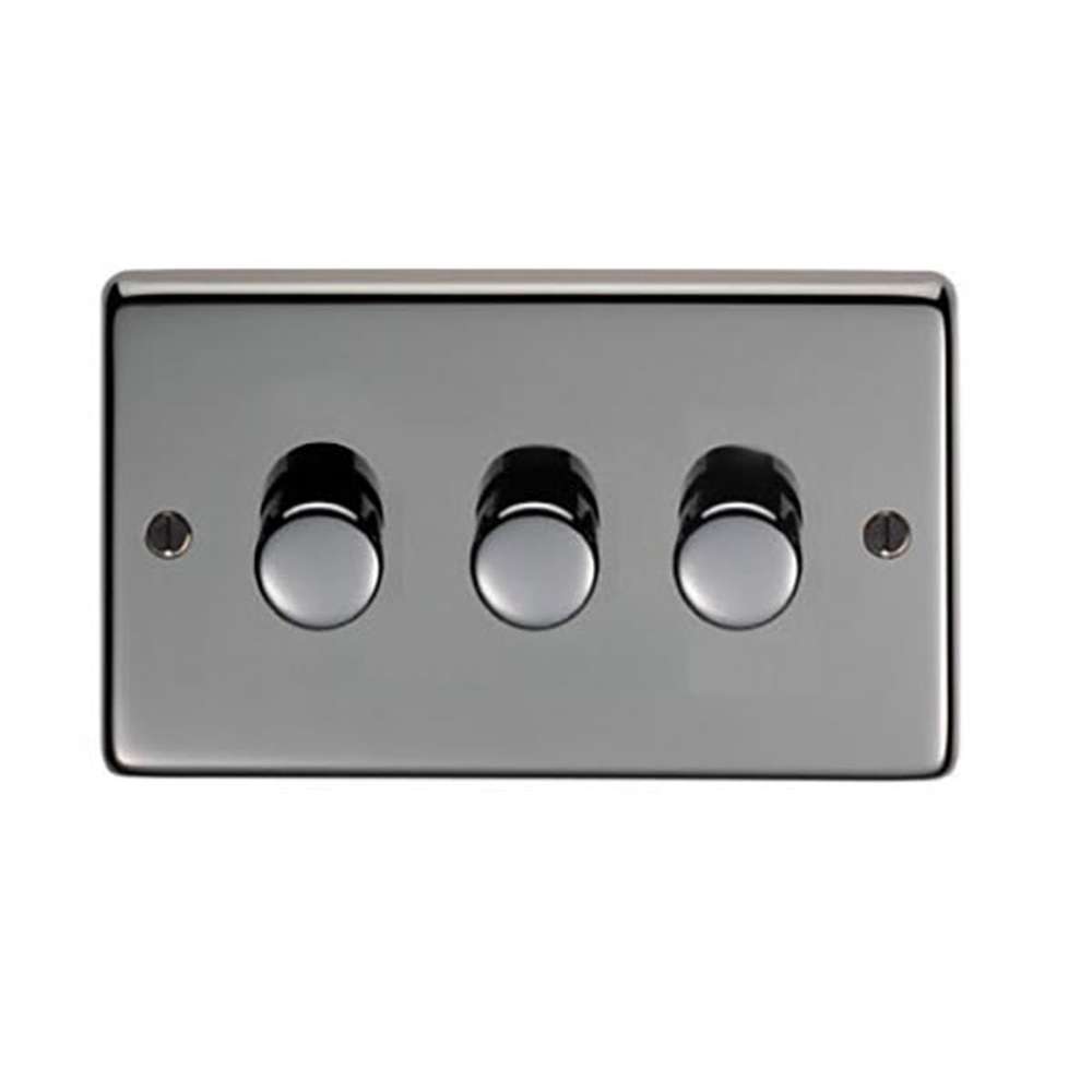 91813  146 x 86 x 7mm  Black Nickel  From The Anvil Triple LED Dimmer Switch