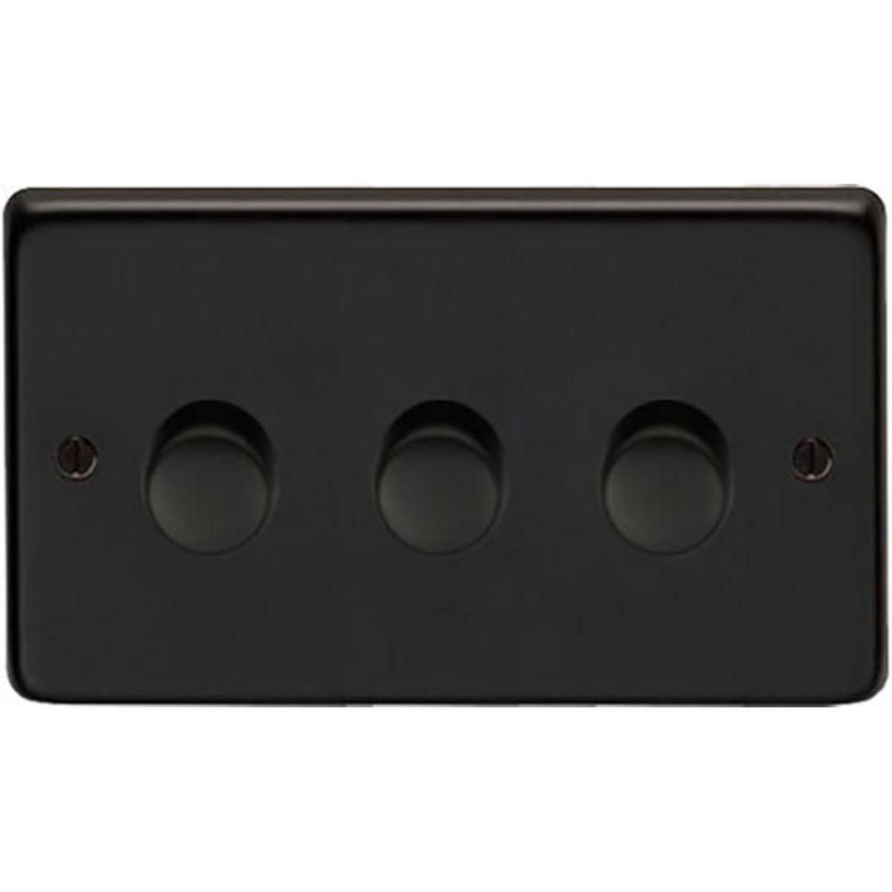 91815  146 x 86 x 7mm  Matt Black  From The Anvil Triple LED Dimmer Switch