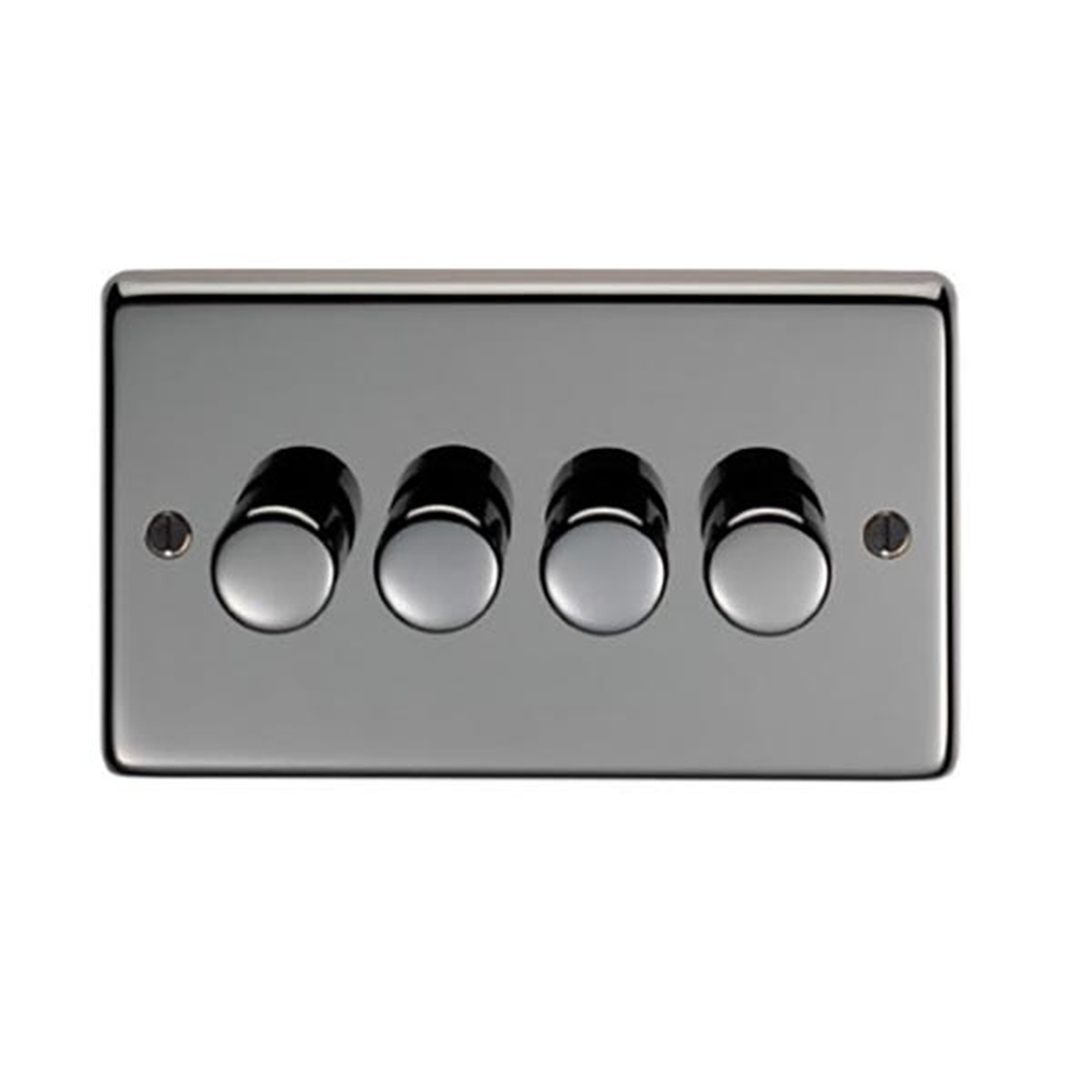 91816  146 x 86 x 7mm  Black Nickel  From The Anvil Quad LED Dimmer Switch