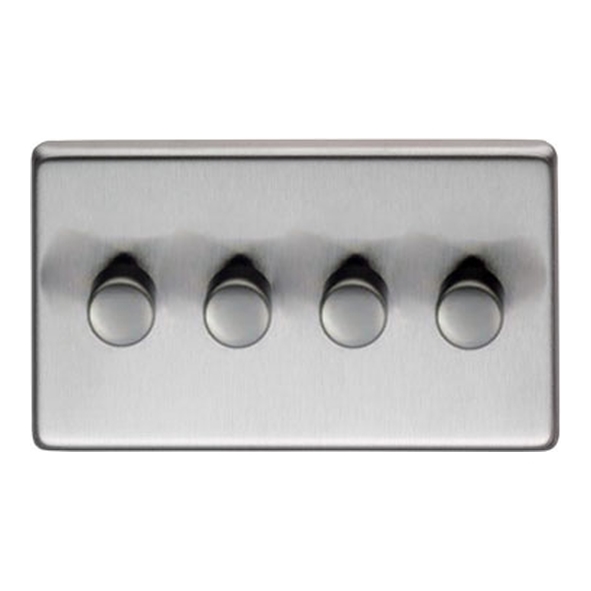 91817  146 x 86 x 7mm  Satin Stainless  From The Anvil Quad LED Dimmer Switch