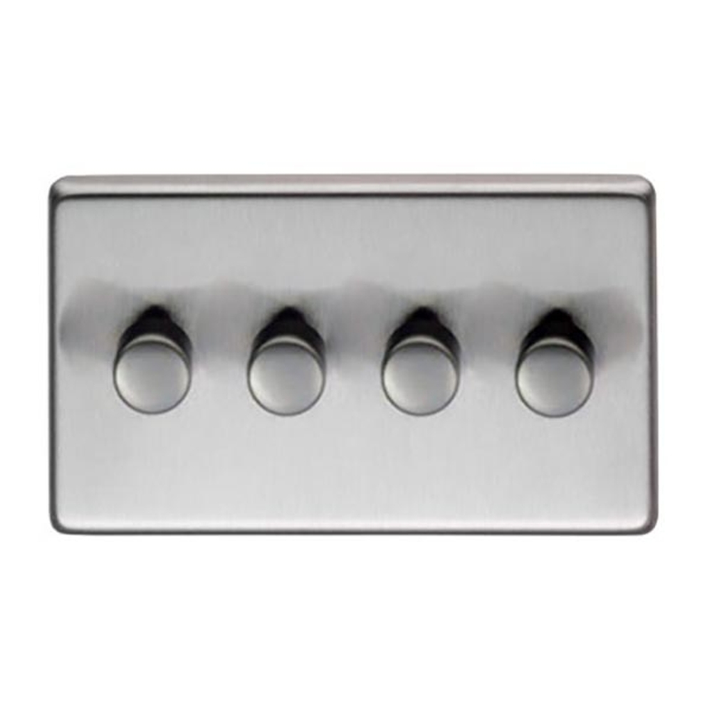 91817  146 x 86 x 7mm  Satin Stainless  From The Anvil Quad LED Dimmer Switch