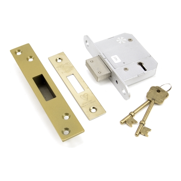 91833 • 064mm [044mm] • PVD Brass • From The Anvil 5 Lever BS Deadlock Keyed Alike