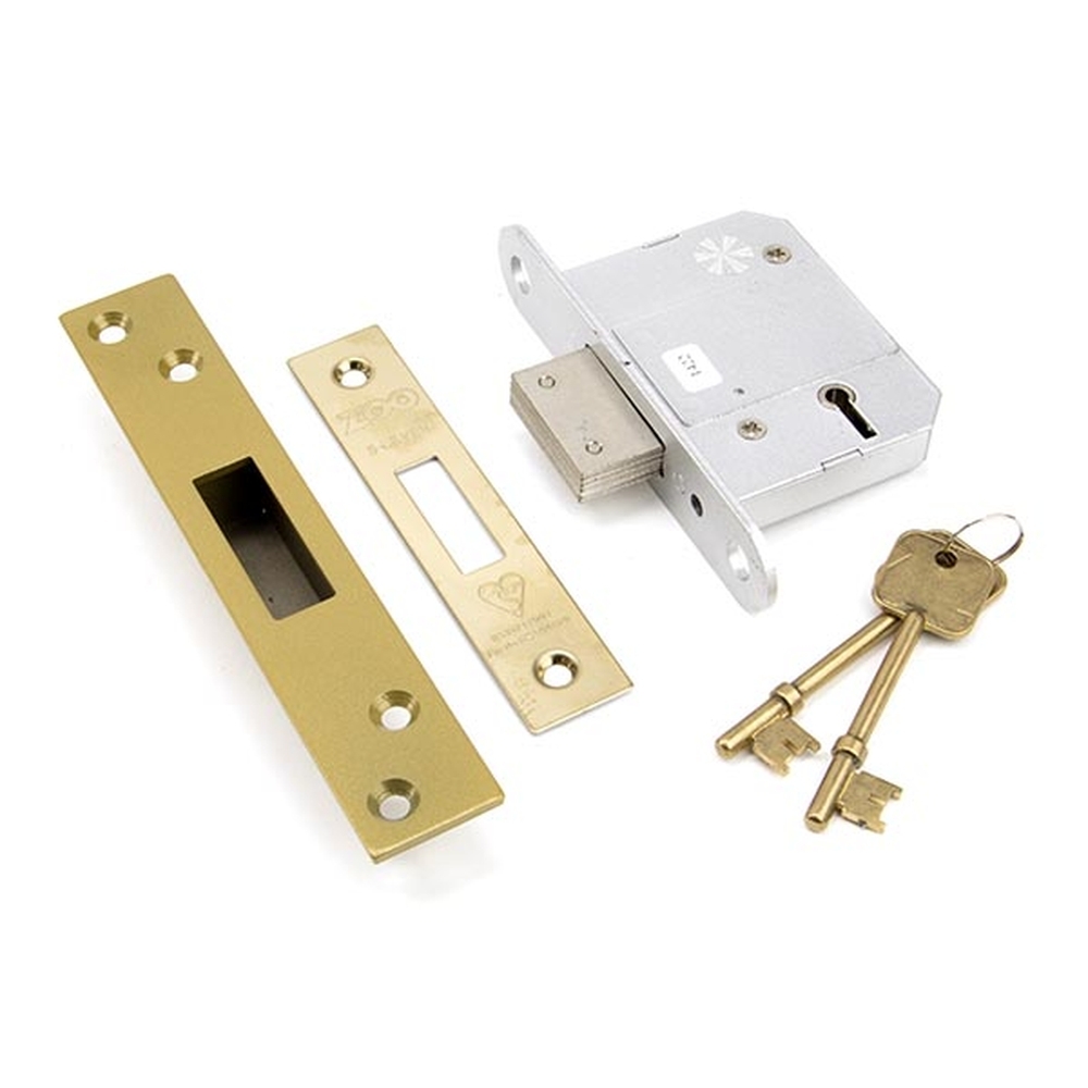 91833 • 64mm [44mm] • PVD Brass • From The Anvil 5 Lever BS Deadlock Keyed Alike