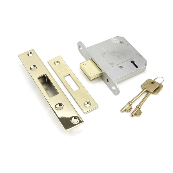 91834 • 076mm [057mm] • PVD Brass • From The Anvil 5 Lever BS Deadlock Keyed Alike