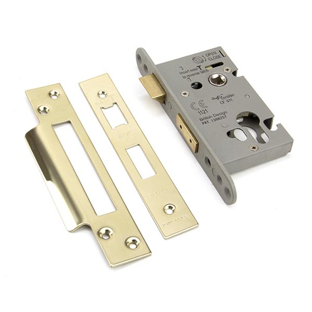 91839 • 64mm [44mm] • PVD Brass • From The Anvil Euro Profile Sash Lock