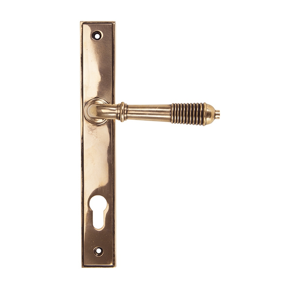 91912  244 x 36 x 13mm  Polished Bronze  From The Anvil Reeded Slimline Lever Espag. Lock