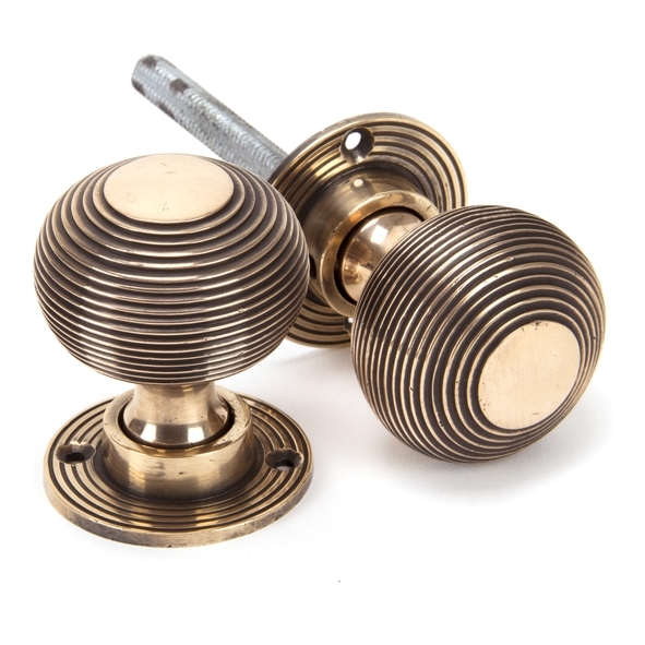 91926  50mm  Polished Bronze  From The Anvil Heavy Beehive Mortice/Rim Knob Set