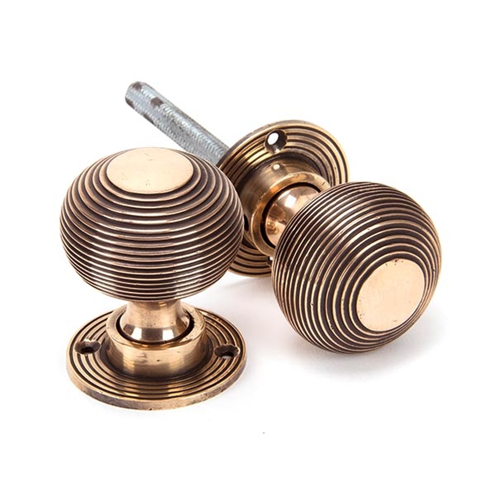 91926 • 50mm • Polished Bronze • From The Anvil Heavy Beehive Mortice / Rim Knob Set