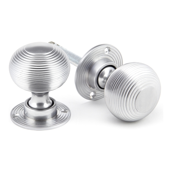 91974 • 50mm • Satin Chrome • From The Anvil Heavy Beehive Mortice/Rim Knob Set