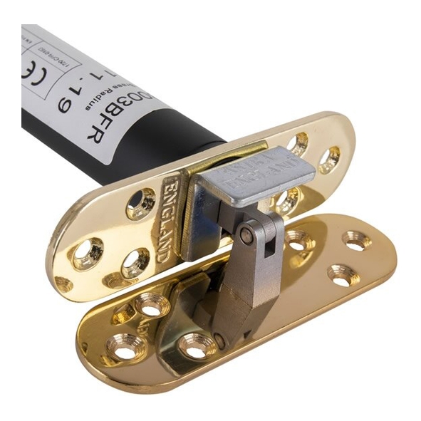 AST4003BFR  Radiused Plate  Polished Brass  Astra Concealed Door Closer