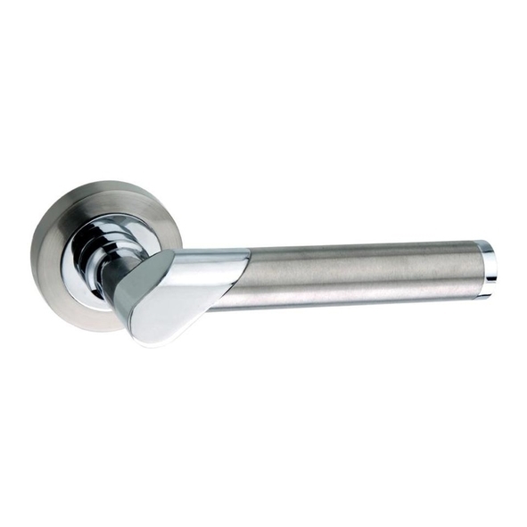 M125SNCP  Satin Nickel / Polished Chrome  Mediterranean Tunis Levers On Round Roses