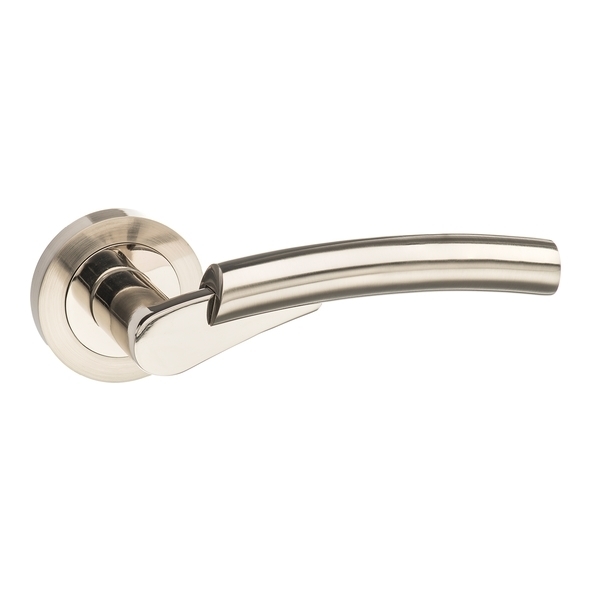 M53SNNP  Satin / Polished Nickel  Mediterranean Messina Levers On Round Roses