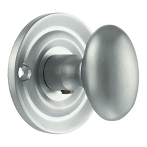 OEOWCSC • Satin Chrome • Old English Oval Bathroom Turn With Release