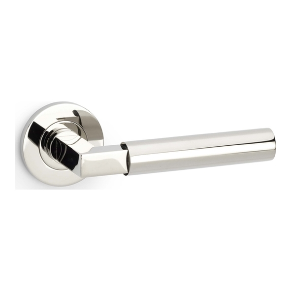 AW201PNPVD  Polished Nickel  Alexander & Wilks Hurricane Plain Levers on Round Roses