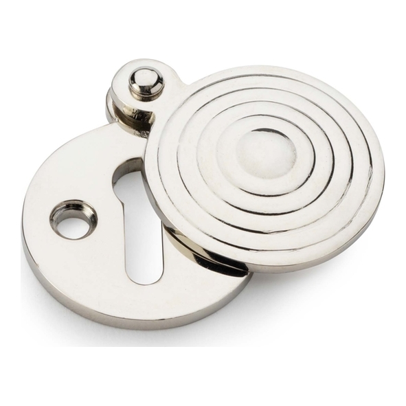 AW382-PN  For Standard Lock  Polished Nickel  Alexander & Wilks Round Escutcheon with Christoph Design Cover