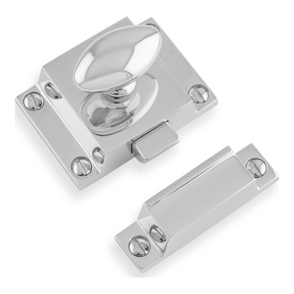 AW730PC • Polished Chrome • Alexander & Wilks Spring Cupboard Latch & Keeper