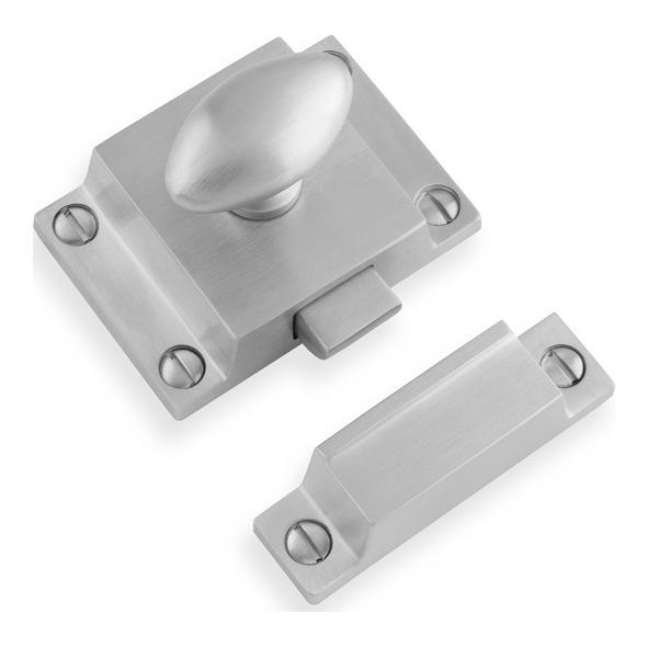 AW730SC • Satin Chrome • Alexander & Wilks Spring Cupboard Latch & Keeper