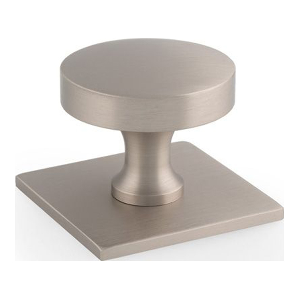 AW835-38-SN • Satin Nickel • Alexander & Wilks Bullion Cabinet Knob on Square Backplate